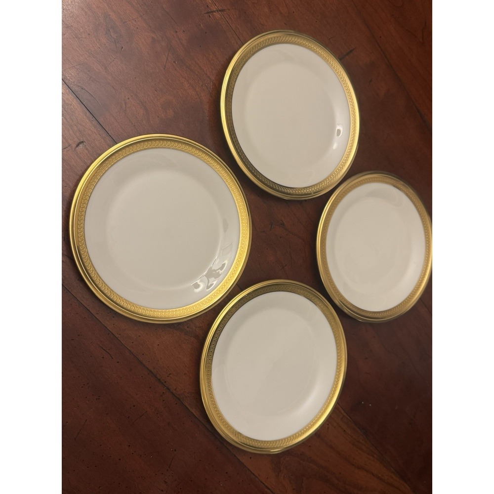 Set of 4 Aristocrat by Lenox Bread & Butter Plates, 6 3/8" Gold Rim